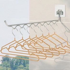 웨이린 무타공 부착식 스테인레스 옷걸이 롱 행거, 단품, 1개