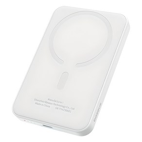 베이스어스 마그네틱 미니 무선 초고속 보조배터리 충전 파워뱅크 5000mAh 20W + C타입-C타입 충전케이블 30cm 세트, PPCXM05, 스텔라 화이트