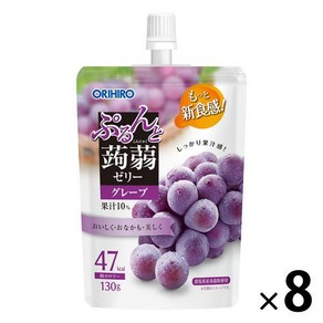 ORIHIRO 오리히로 탱글탱글 곤약젤리 스탠딩 포도맛 130g X 8개세트 일본젤리 일본간식 일본군것질 일본곤약젤리