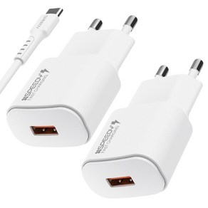 스피디 USB 퀄컴 3.0 15W 고속 충전기 + C타입 케이블 세트, 화이트, 2세트