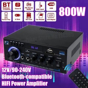 파워앰프 가정용 전력 증폭기 AK45/AK35 800W 2 채널 블루투스 5.0 AK55 Hifi 디지털 스테레오 사운드 지지대 FM USB SD 마이크 입력, 04 AK35 bluetooth EU, 01 CHINA, 3)AK35 bluetooth EU