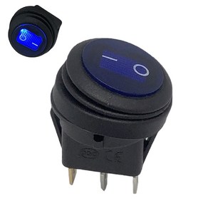 2단 3핀 방수 로커 스위치 원형 12V LED 블루 ON-OFF 20mm (HAS6729), [F07] 20 mm/블루LED, 1개