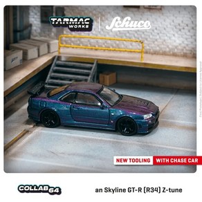 TW Tamac Woks 스카이라인 GTR R34 Z-tune 카멜레온 합금 자동차 모델 1:64, [01] 보라색, 1개