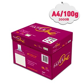 PapeOne 친환경 프리미엄 A4용지 100g A4 1BOX 2000매, A4