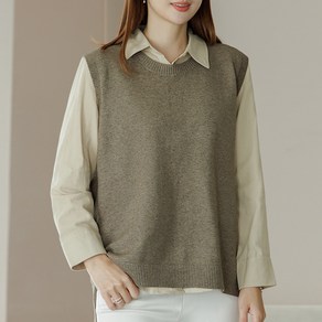 VED6015_YC [MADE D] 똑핏조끼(퍼블비조트임니트조끼) (~88size)4060 엄마옷 빅사이즈