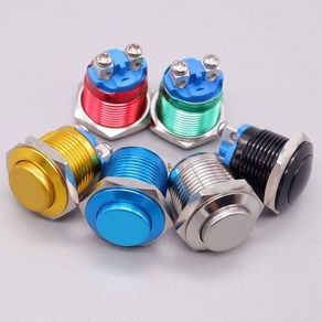 컬러 금속 푸시 버튼 스위치 오프 공급 실버 블랙 16MM 레드 엔진 장치 시동 자동차 전원 19MM PC 22MM 정지, Yellow, high head, 1개