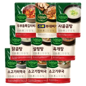 비비고 국 탕 찌개 9종(소고기미역국+소고기장터국+사골곰탕+육개장+닭곰탕+설렁탕+콩나물황태국+두부김치찌개+부대찌개), 1세트, 4.42kg