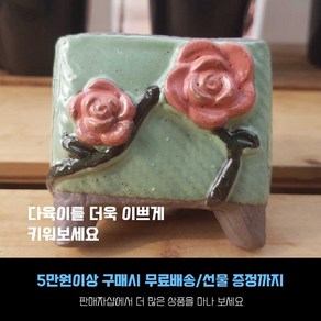 다육화분-미니 사각분홍꽃 화분 2개세트 (화분사이즈-높이 6cm 입구-7cm), 3번- 민트색