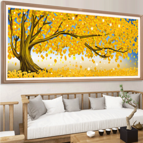 가로 황금 금빛 대형 나무 금전수 DIY 대형 보석십자수 150x60CM_도... 1개