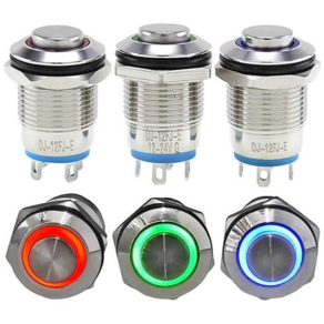 DJ12-FJ-E 12파이 DC12V-24V LED 램프 메탈스위치 생활방수 푸쉬스위치 DJ-12FJ-E Waterproof LED Metal Push Switch