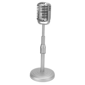 노래방마이크 사진 촬영용 빈티지 마이크 소품 모델 창의력 시뮬레이션 및 스탠드 세트, 01 은, 1개, 3. 은