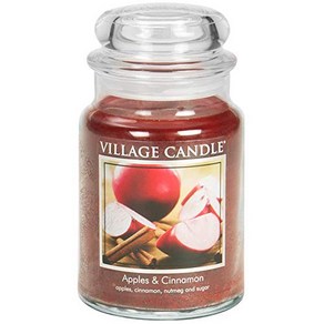 빌리지 캔들 사과 & 시나몬 대형 약종상 항아리 향초 21.25 온스. Village Candle Apples & Cinnamon Lage Apothecay Ja Sc, 1개