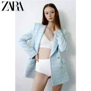 ZARA 자라 체크 스트럭처 블러이저 자켓