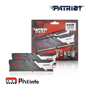 패트리어트 VIPER VENOM DDR5 64G PC5-48000 CL30 6000MHz (32GX2) 듀얼패키지 파인인포 (하이닉스 칩 내장)