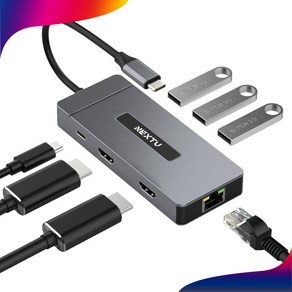 넥스트유 NEXTU 유이반 7IN1 USB C타입 Type-C 듀얼 포트 HDMI 멀티 허브 어댑터 2371TCH-DUAL