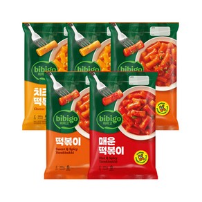 비비고 떡볶이 x5개(오리지널 2개+치즈 2개+스파이시 1개), 없음