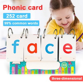 252Pcs English Phonics 탁상용 달력 알파벳 단어 보기 플래시카드 조기 교육 학습 영어 단어 카드 뒤집기 유아 장난감