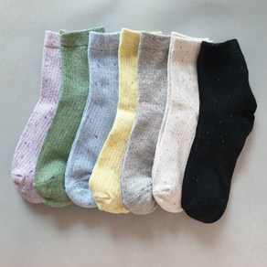 365스토어 골지 파스텔 땡땡이 양말 기본 중목 데일리 7pcs