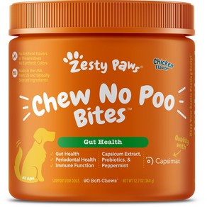 Zesty Paws Chew No Poo Bites fo Dogs - Stool Eating Deteent Soft Chews fo Dogs - Gut Peiodon, 1개