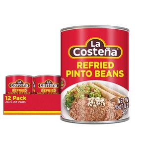 La Costeña Refied Pinto Beans 20.5 Ounce Can (Pack of 12) La Costeña 리프라이드 핀토 빈 20.5온스 캔(12팩), 581g, 12개