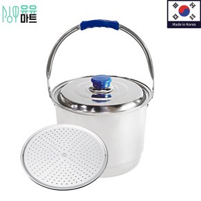 국산 스텐 들통 특 20L SS304 육수통 찜통 곰솥 양동이 빨래 삶는 통 냄비, 1개, 34cm, 실버