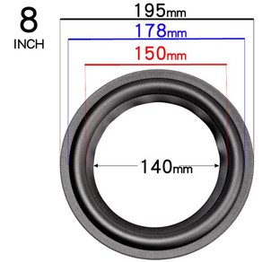 HIFIDIY-라이브 4-12 인치 우퍼 스피커 수리 부품 고무 서라운드 엣지 접이식 링 서브 (100 ~ 300mm) 4 5 6.5 7 8 10 12, 02 2 pieces, 09 8 INCH, 2개