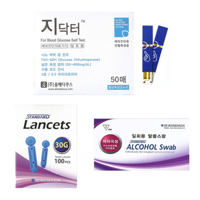 올메디쿠스 지닥터 혈당시험지 혈당검사지스트립 세트(시험지50매+침100개+솜100매) SW, 1개