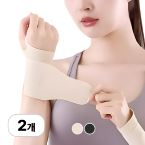 로멀리 초슬림 손목 보호대 탄성 밴드, 2개, 아이보리