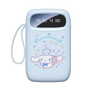 GOYES 산리오 캐릭터 10000mAh LCD 잔량표시 보조배터리, 블루 시나모롤