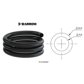 Baow EPDM 소프트 튜브 수냉 호스 굴곡 부식 워터 쿨러 파이프용 블랙 9 8x15 9mm, 1 M, 1개