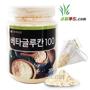 베타글루칸100 분말 베타글루칸효소분말 발효베타글루칸 발효효모베타글루칸 베타글루칸발효 발효베타글루칸분말 베타글루칸 100 + 슈퍼푸드.com 연자육티백, 1세트, (병 200g + 1g), 200g