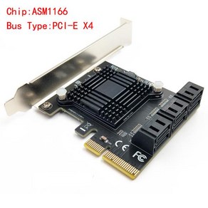 6 포트 SATA 3 PCI 익스프레스 확장 카드 PCI-E/PCIE 컨트롤러 멀티플라이어 SATA3 6Gbps ASMedia ASM1166 칩 HDD SSD 용, [01] black, 1개