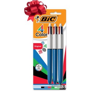 BIC 4색 볼펜 미디엄 포인트1.0mm 펜 1세트 4가지 색상 일기 작성 정리용 3캔 팩MMP31-AST