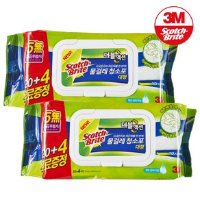 3M 스카치브라이트 더블액션 물걸레 청소포 대형 리필 20매+4매 증정