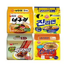 순한라면 4종 세트 총 20개입 (진라면순한맛5개+순한너구리5개+스낵면5개+짜파게티5개)