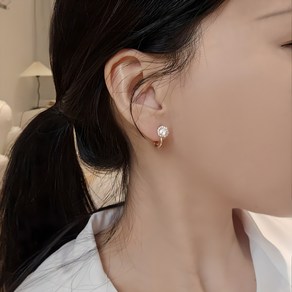 야나폴 귀안뚫는 원터치 크리스탈 귀걸이
