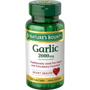 Natue's Bounty Galic 2000mg Tablets 120 Count (Pack of 4) 네이처스 바운티 마늘 2000mg 정제 120개(4팩), 480정, 1개