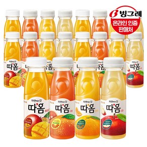 [G]빙그레 따옴 주스 4종 235ml 20병 /오렌지/자몽/애플망고/사과, 따옴 235ml/ 자몽 10병+애플망고 10병, 20개