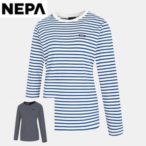 NC신구로 네파 23년 S/S 흡습속건 기능과 스트레치성으로 쾌적한 착용감여성 스트라이프 긴팔 라운드 티셔츠 (레귤러핏) - 7J25345