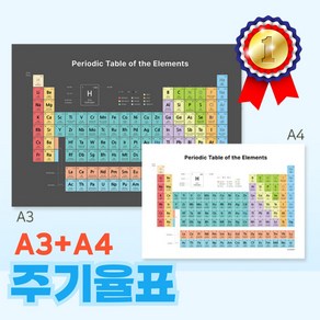 주기율표 원소 깔끔한 A3 A4 벽보 과학 주기율 학습 포스터, [원소 주기율표] 화이트 A3+A4