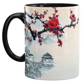 의 사쿠라 꽃 머그잔 330ml 세라믹 커피 머그잔 사무실 티 컵 홈 밀크, WHITE, 1개