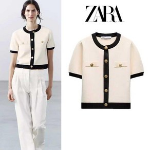 자라 가디건 골드버튼 클래식 반팔 ZARA 2컬러