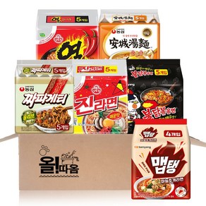 올따옴 멀티라면 6종기획세트 8호(진라면+열라면+불닭볶음면+짜파+안성+맵탱마늘조개), 1세트