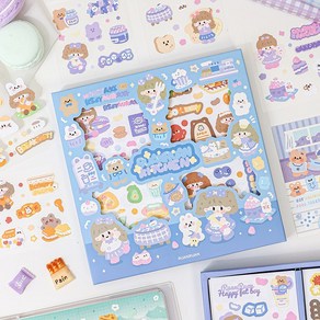 100장 다꾸스티커 종이스티커 칼선 씰스티커 다이어리 귀여운 마테 STIKERS STIKER DAIRY 선물 다꾸 랜덤박스 스티커랜덤박스, 블루 - KITCHEN 스티커박스
