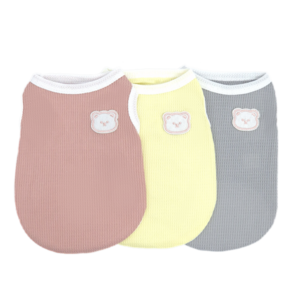 개인싸 강아지옷 데일리 곰돌이 메쉬 민소매 티셔츠, 옐로, 1개