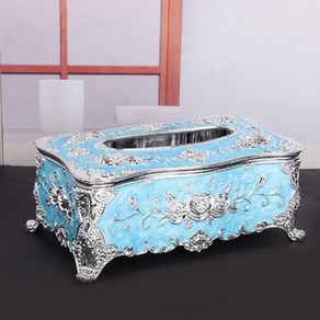 COVERONE 고급스러운 디자인 우아한 유럽 스타일 티슈 박스 거치대, 1개, 23*13*10cm 블루