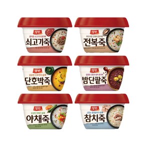 동원 양반죽 용기 6종 (전복죽4+쇠고기죽4+단호박죽4+밤단팥죽4+야채죽4+참치죽4) 총24입, 1세트