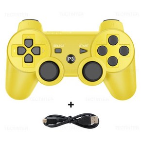 게임패드 game pad 소니 플레이 스테이션 3 컨트롤러 조이스틱 게임 액세서리에 대한 USB PC 용 PS3 콘솔 블루투스 무선 패드 지원, 1개, Yellow