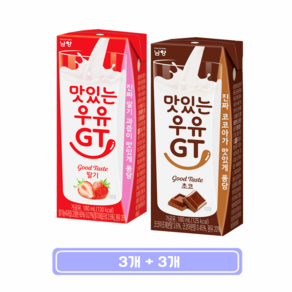 남양 맛있는 우유 GT 멸균우유 딸기 + 초코, 3개, 180ml