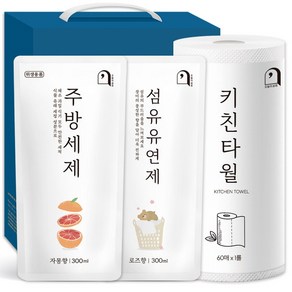 오늘의쉼표 세제 선물세트 답례품 자몽 38호 (주방세제 + 섬유유연제 + 키친타올), 1개